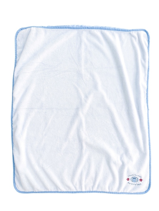 Other - Thank Heaven for Little Boys Football Baby Blanket Blue White Embroidered